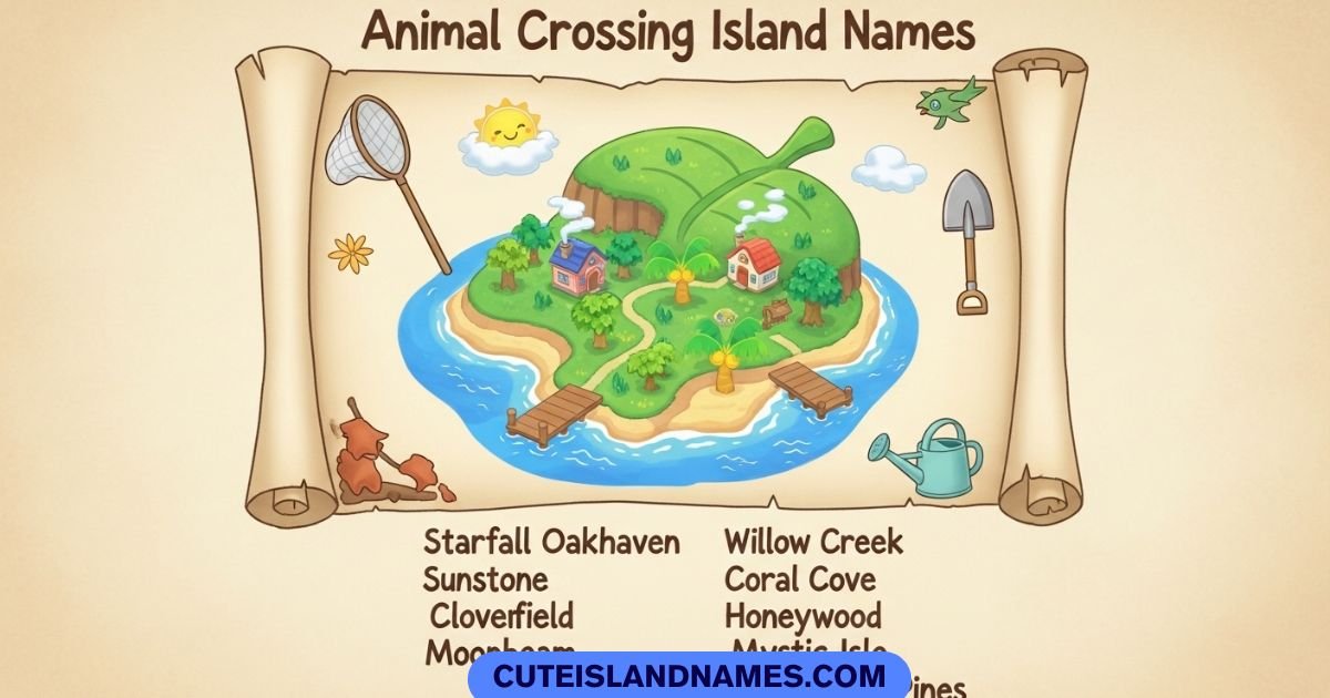 Animal Crossing island names ideas cute aesthetic island theme