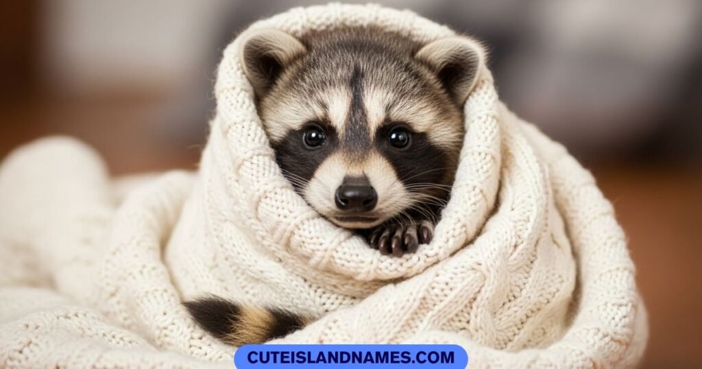 baby raccoon wrapped in blanket cute pet raccoon names