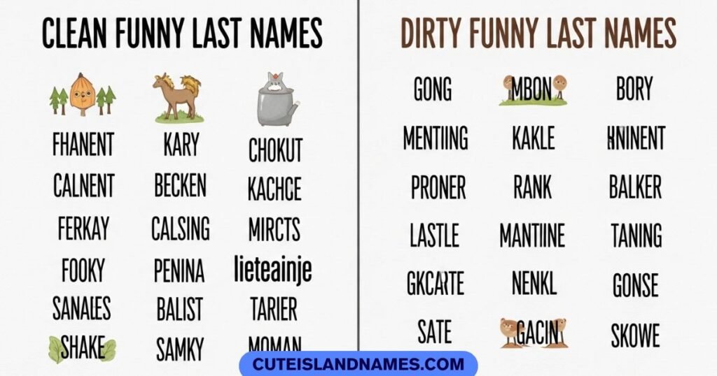 clean funny last names and dirty funny last names comparison