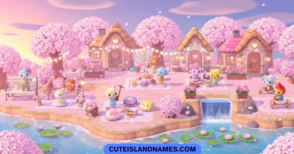 cute animal crossing island names aesthetic pink island design