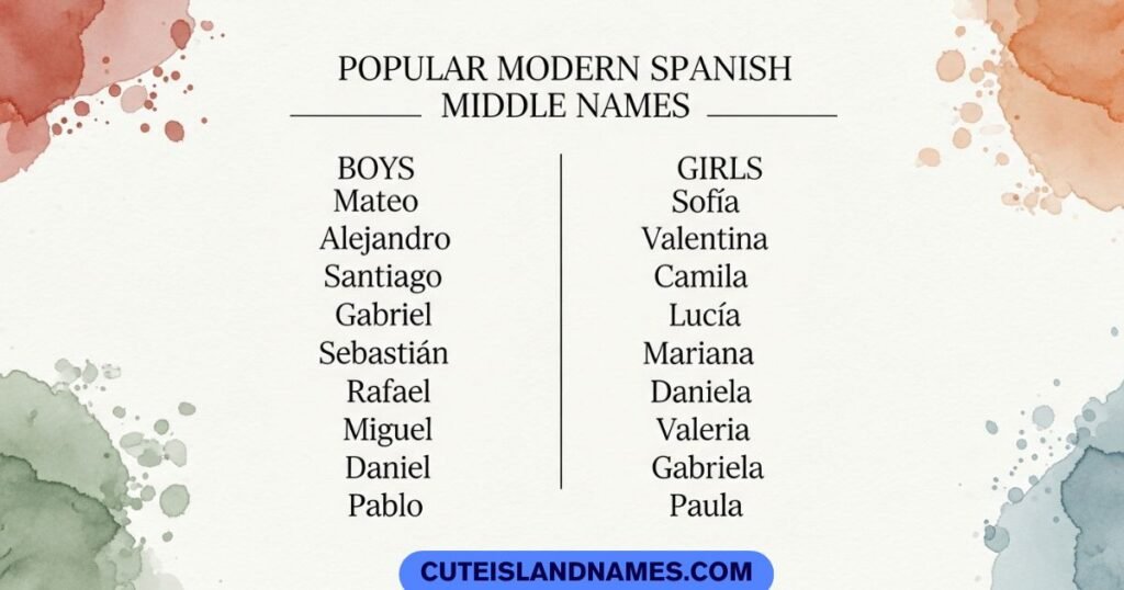 Popular Modern Spanish Middle Names