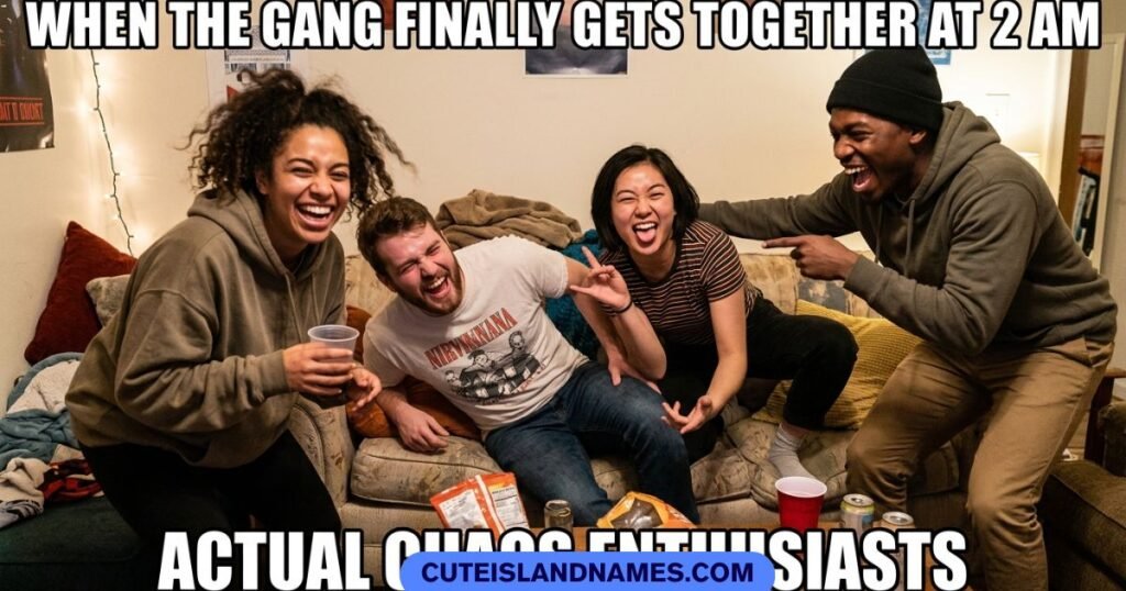 funny group names for 4 friends with humorous squad vibes