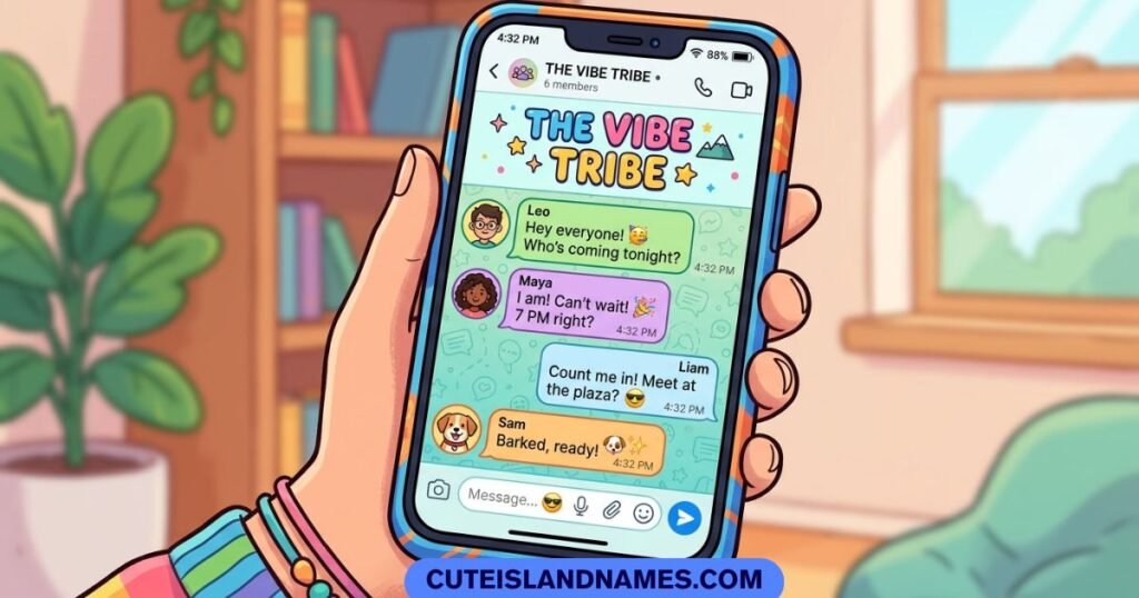trendy whatsapp group names for 4 people chat screen example
